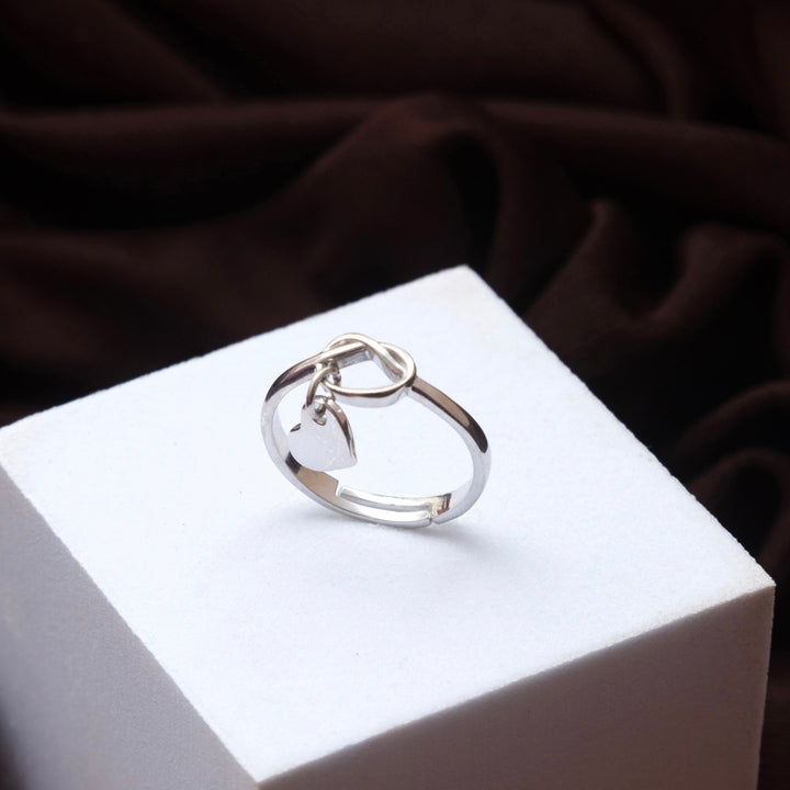 Dangling Heart Sterling Silver Ring