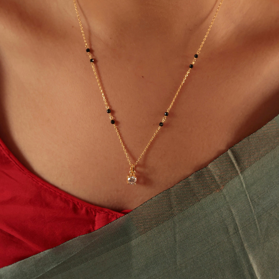 Simple Solitaire 18K Gold Vermeil Sterling Silver Mangalsutra