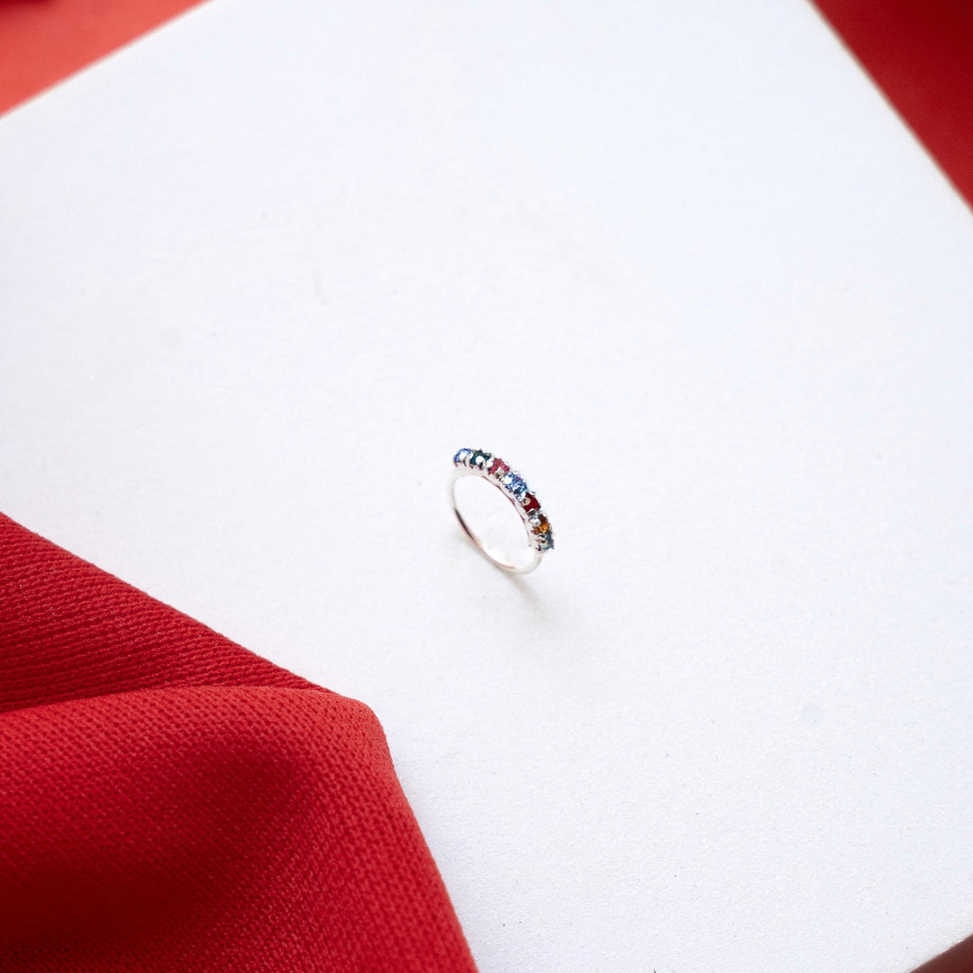 Rainbow Sterling Silver Nose Ring