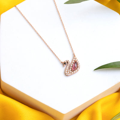 Rose Gold Swan Sterling Silver Necklace