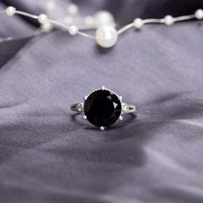 Black Onyx Crown Sterling Silver Ring