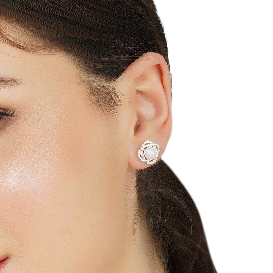 Dazzling Pearl Sterling Silver Studs