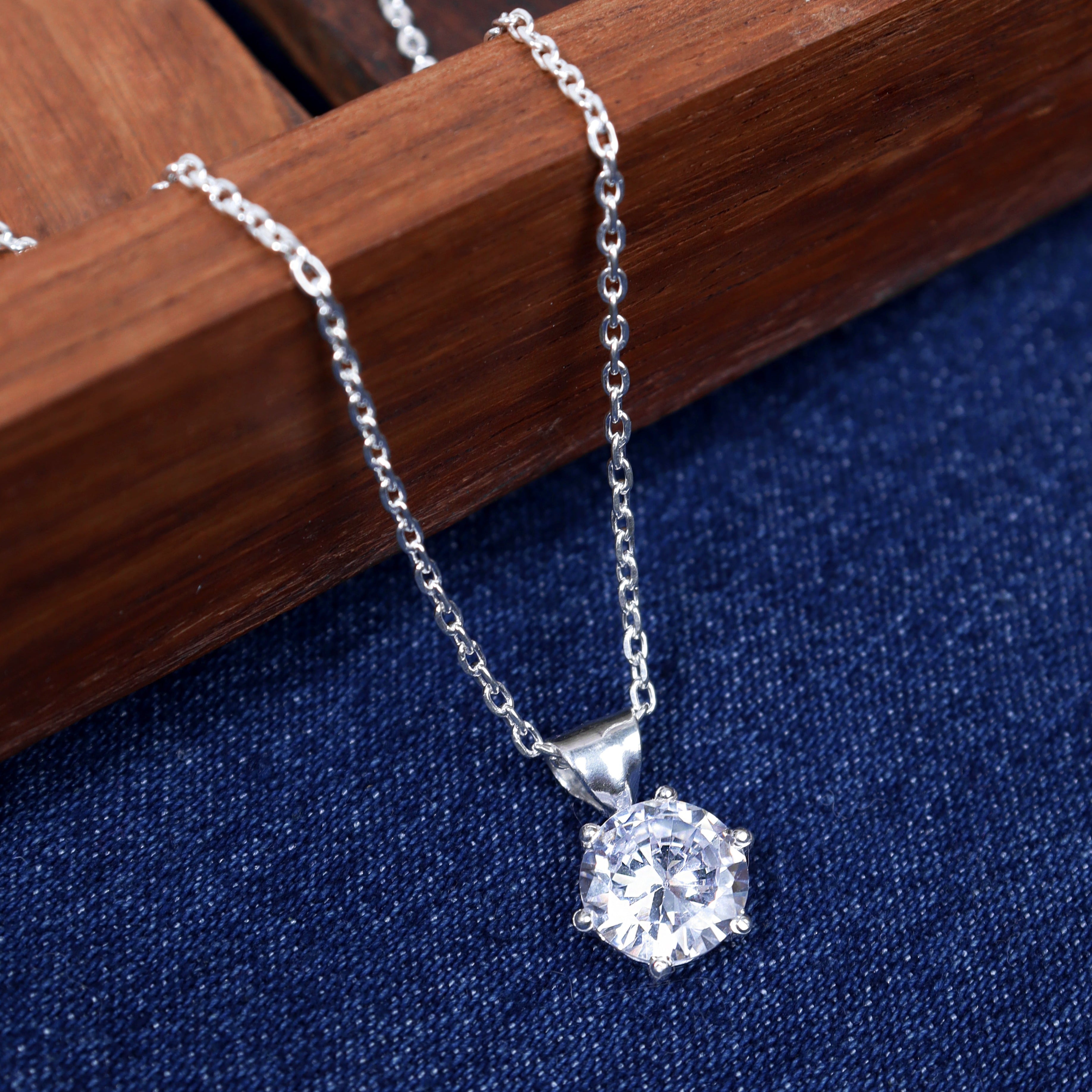 Bezel-Set Round Diamond Solitaire Necklace | Angara
