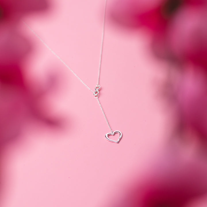 Infinity Heart Sterling Silver Charm Necklace