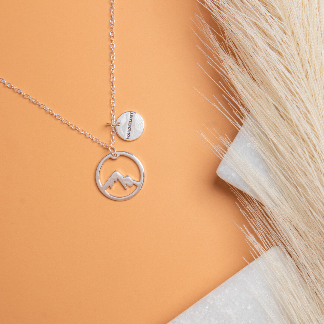 Wanderlust Mountain Sterling Silver Charm Necklace