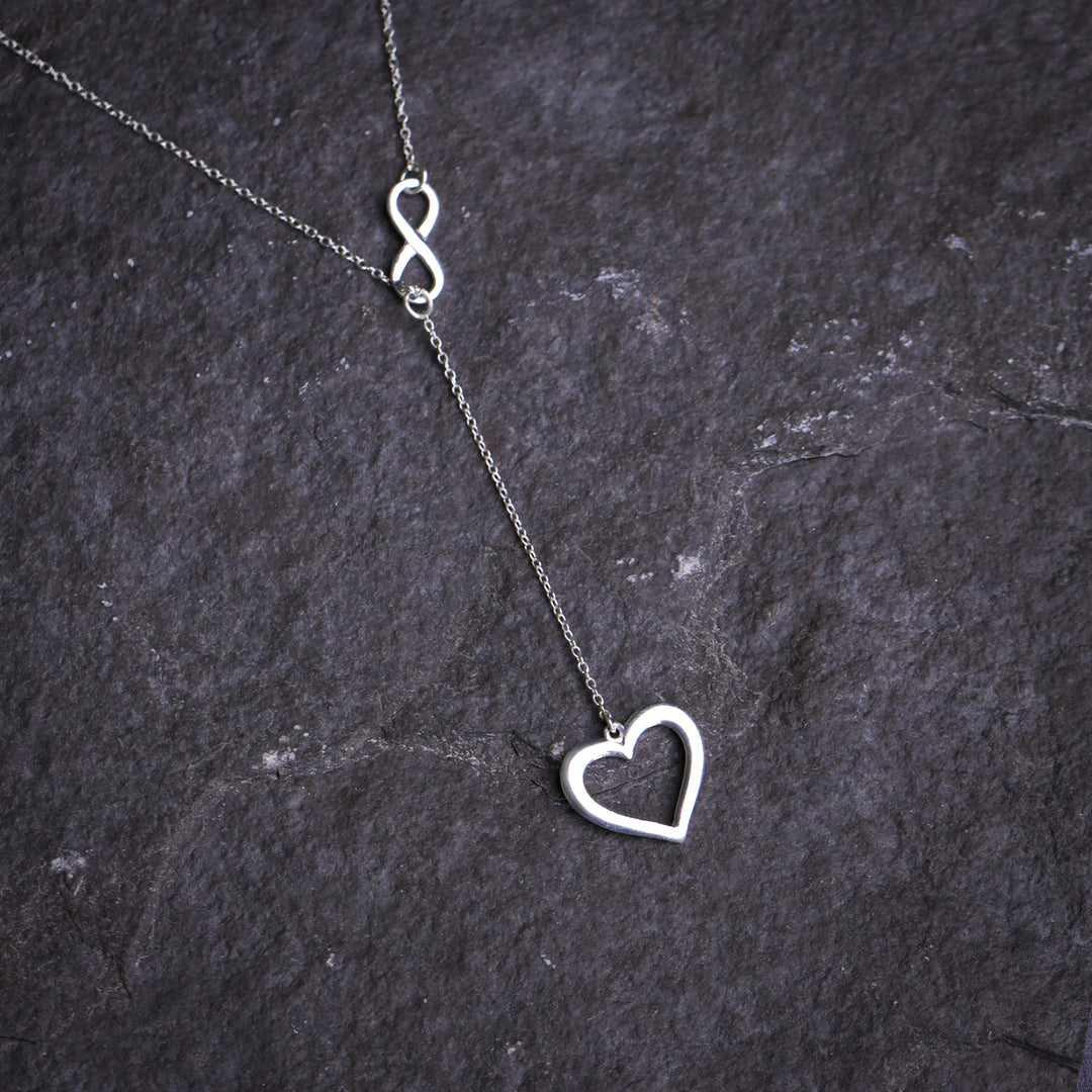 Infinity Heart Sterling Silver Charm Necklace