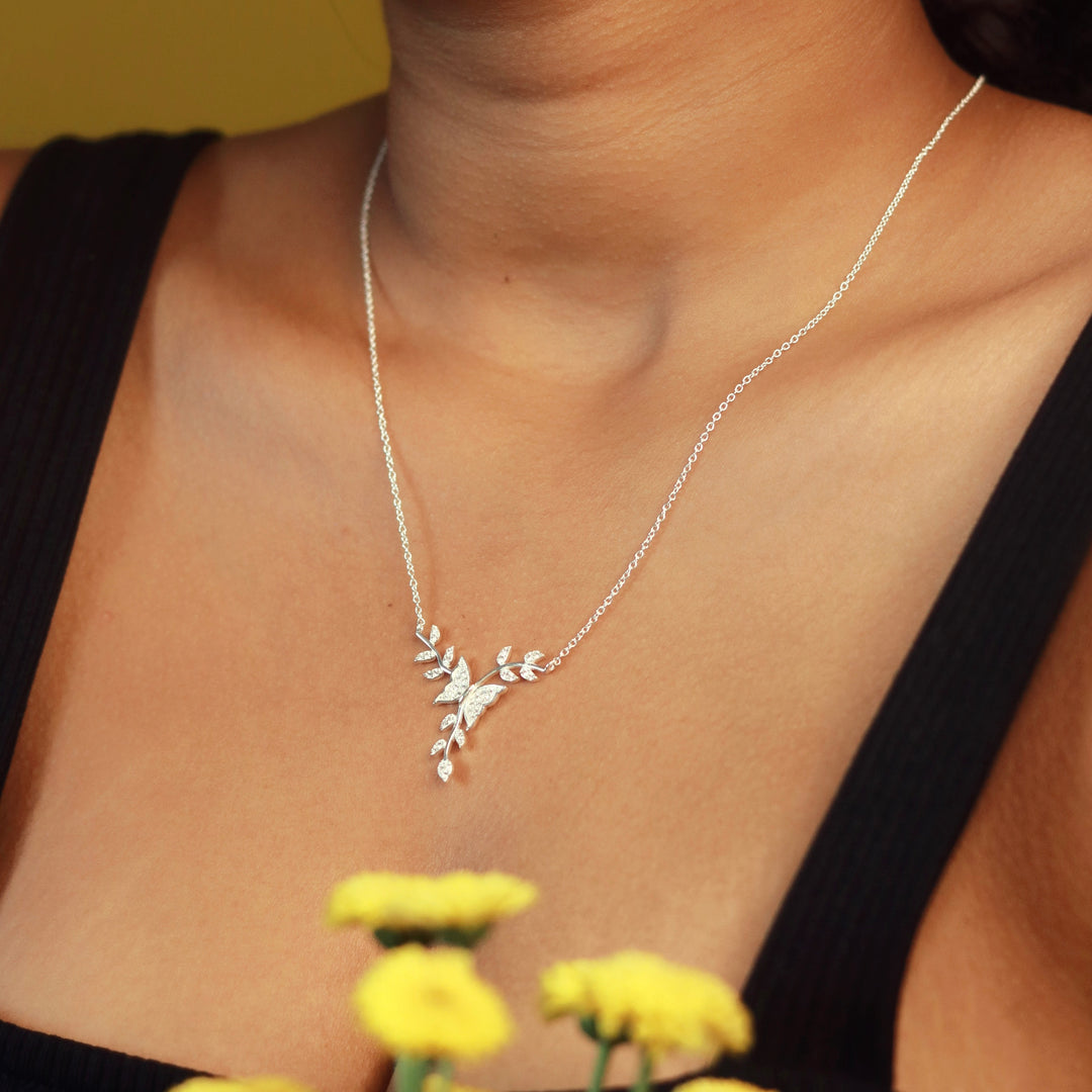 Butterfly Zirconia Sterling Silver Necklace